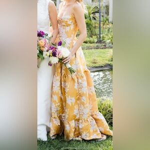 V. Chapman LUCETTA GOWN IN GOLD BAROQUE FLORAL